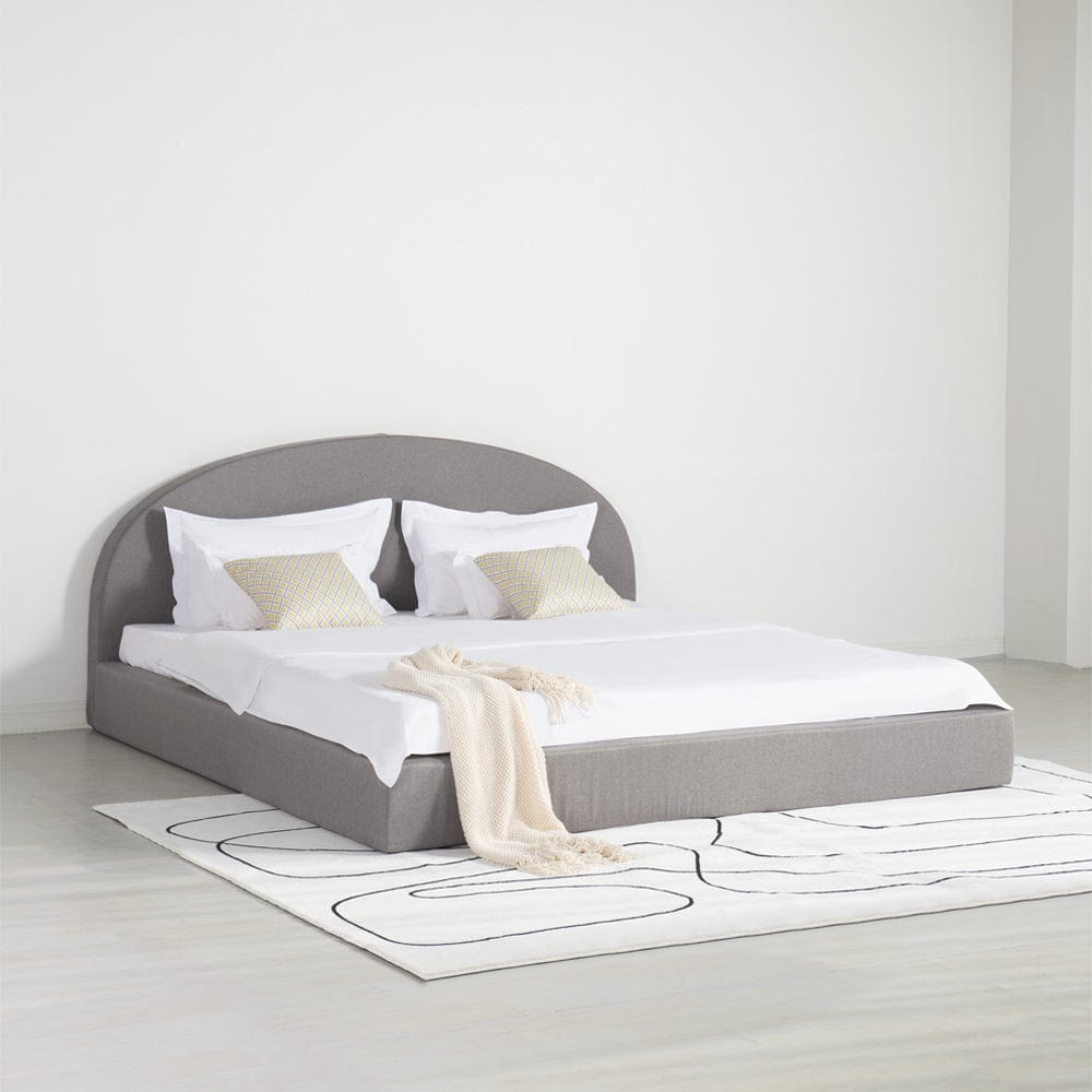 Marshmuff Linen Bed Frame With Curved Headboard King Bed or Double Bed