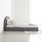 Marshmuff Linen Bed Frame With Curved Headboard King Bed or Double Bed