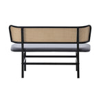 Boho Velvet Dining Bench With Rattan Backrest