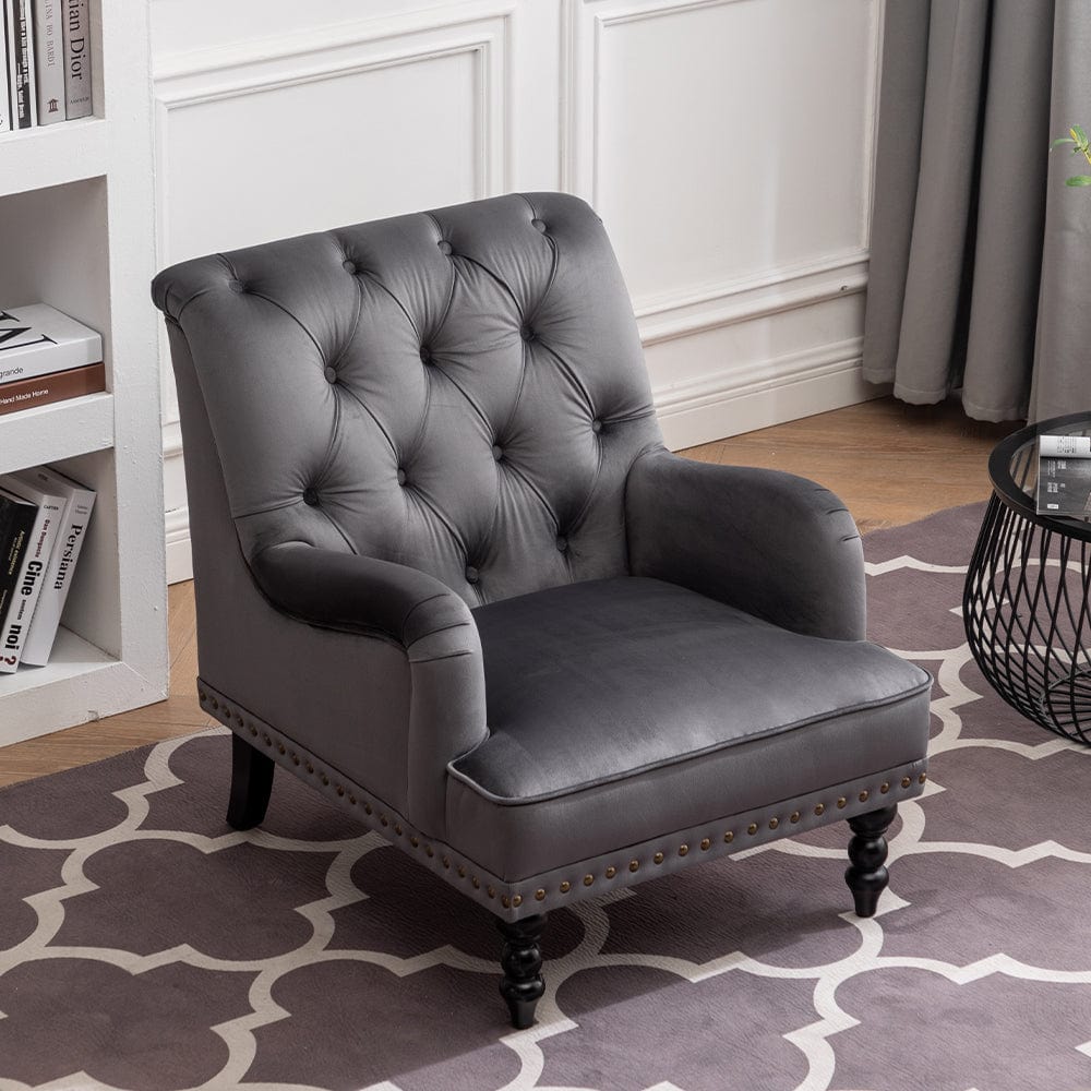 Darwin Dark Grey Velvet Accent Chair