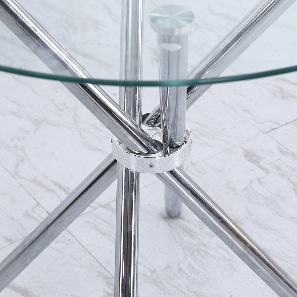 Orsa Round Dining Table Set With 4 Dining Chairs In Black