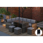 Rosen 9 Seater Rattan Garden Dining Set In Grey