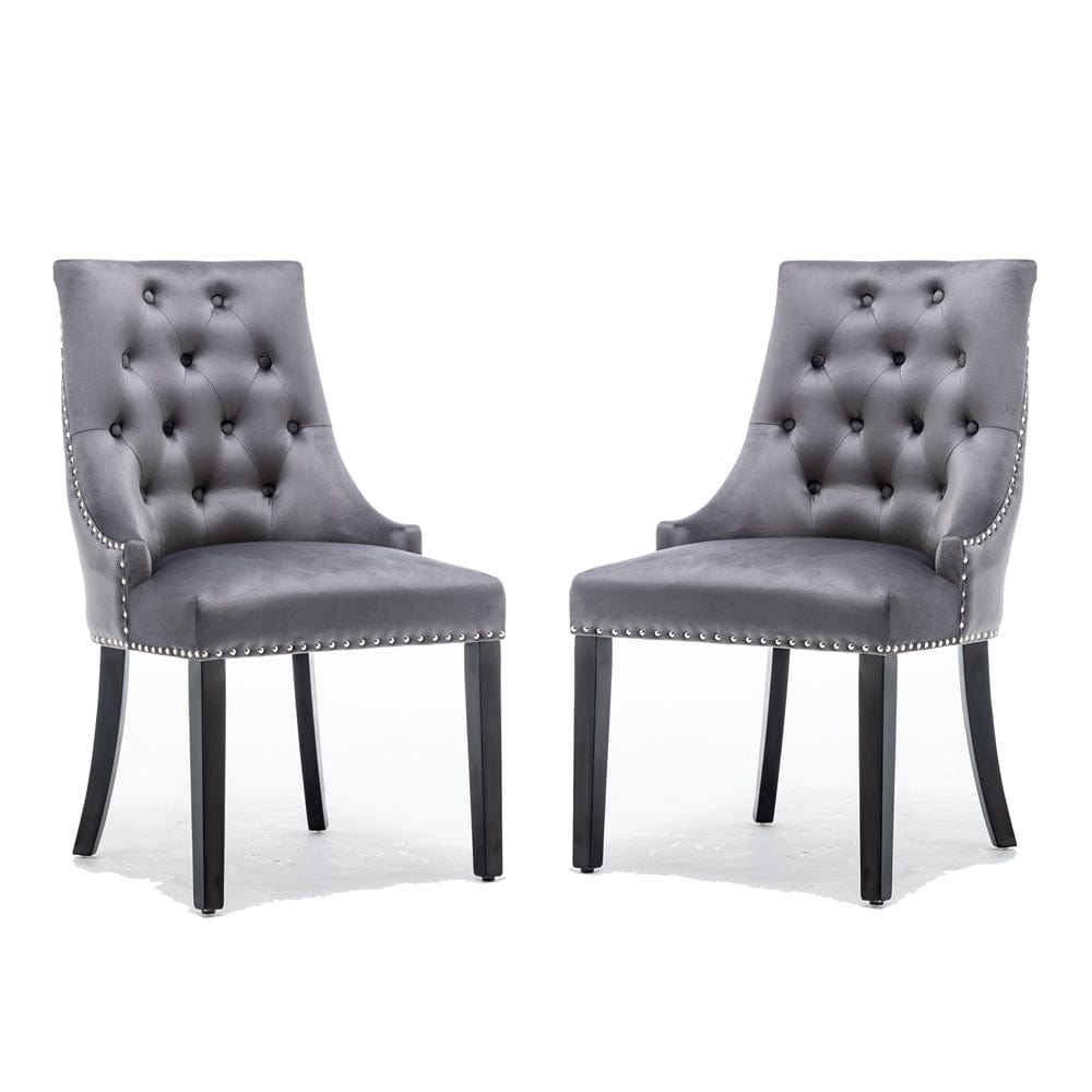 Avers Grey Velvet Button Back Dining Chairs