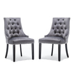 Avers Grey Velvet Button Back Dining Chairs