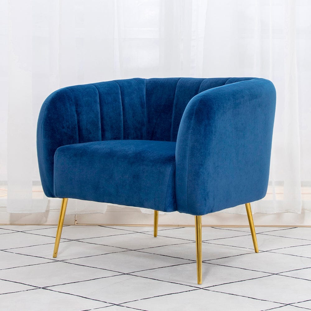 Russell Velvet Armchair In Blue