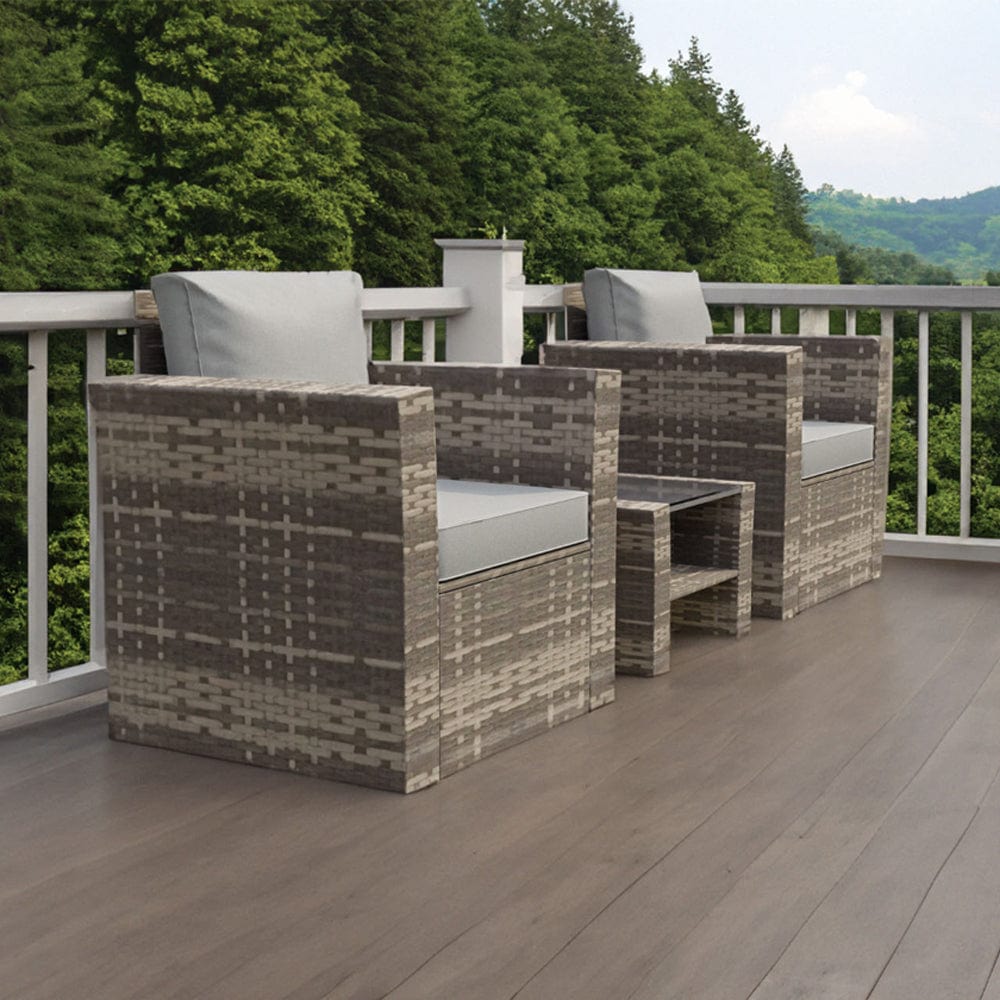 Rosen 2 Seater Rattan Bistro Furniture Set In Grey