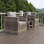 Rosen 2 Seater Rattan Bistro Furniture Set In Grey