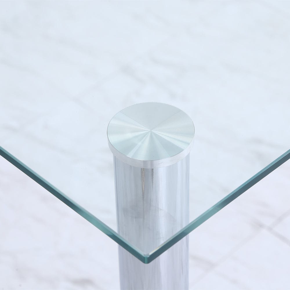 Orsa Dining Tempered Glass Table Set With 6 Chairs In Cream