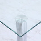 Orsa Dining Tempered Glass Table Set With 6 Chairs In Cream