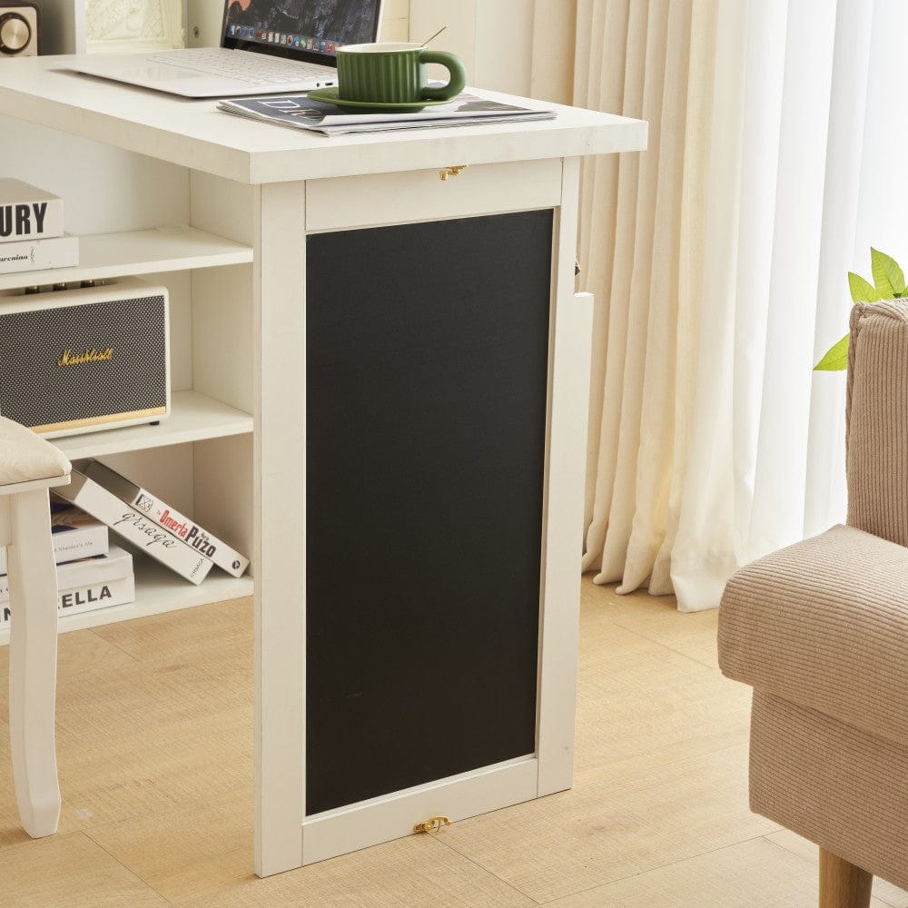 Heritage Foldable Wooden Convertible Office Desk Bookshelf With Blackboard