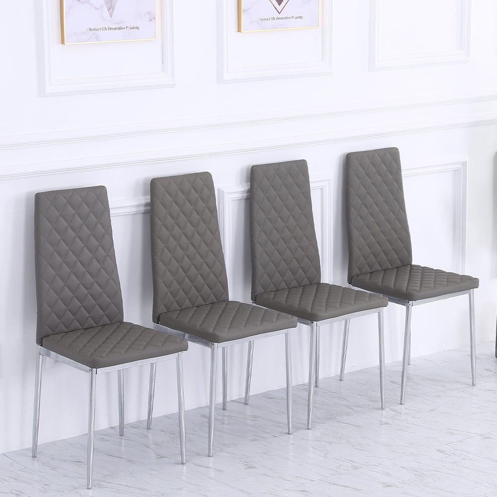 Orsa Round Dining Table Set With 4 Dining Chairs In Grey