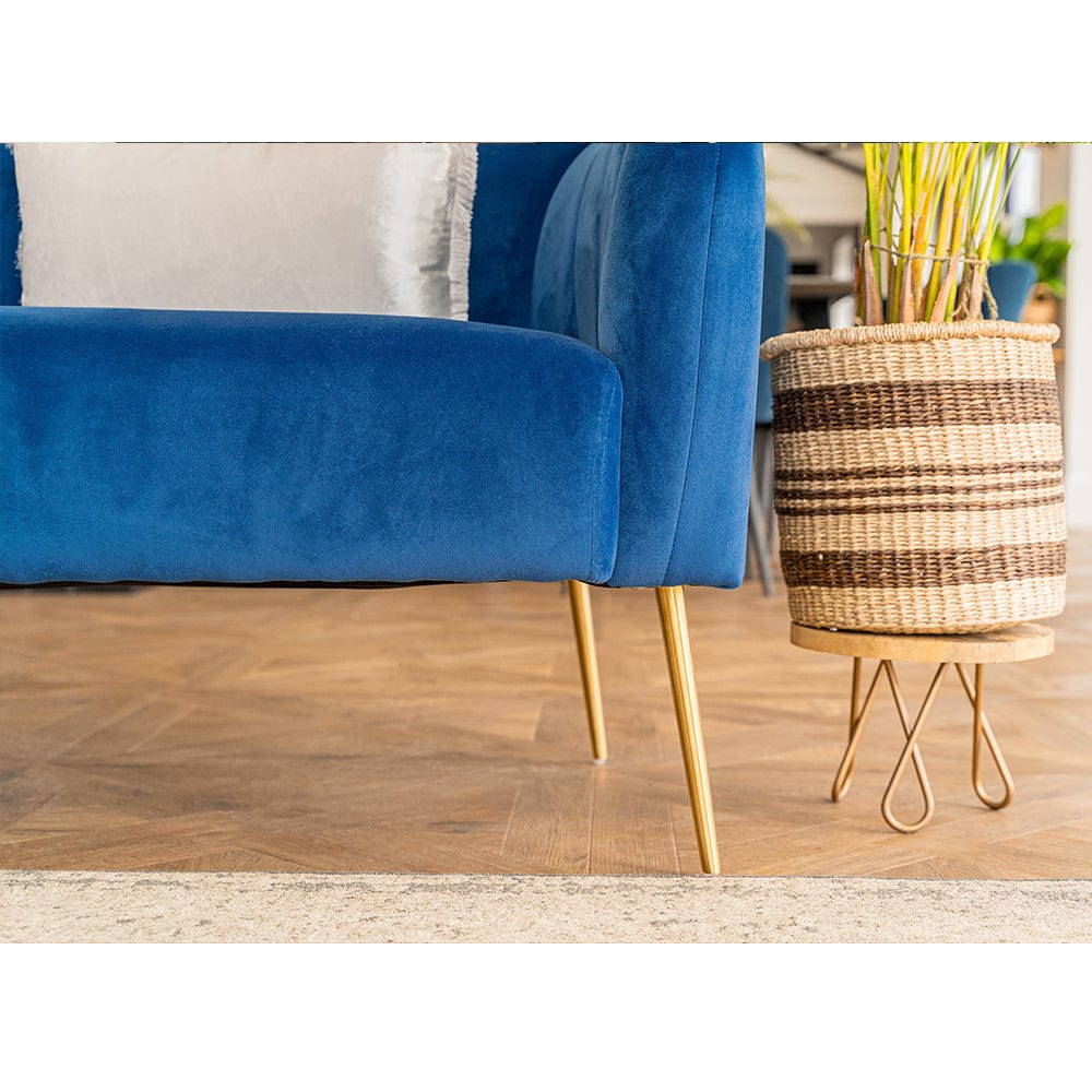 Russell Velvet Two Seater Sofa In Blue