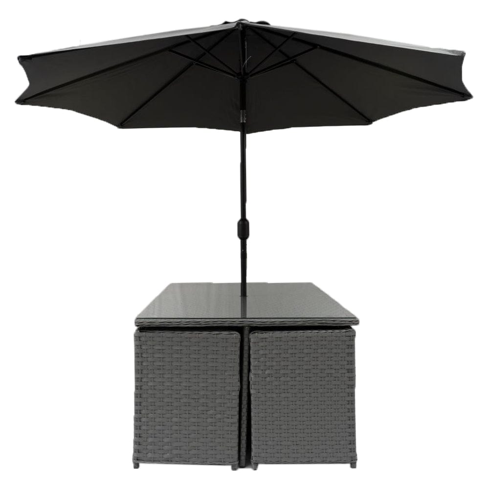 Rosen 10 Seater Rattan Cube Garden Dining Set With Parasol In Grey