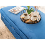 Destin Reversible Blue Corner Sofa With Storage Chaise and Ottoman Bench