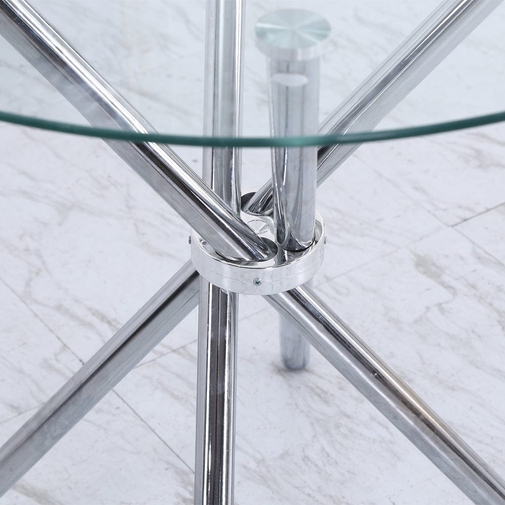 Orsa Round Dining Table Set With 4 Dining Chairs In Cream