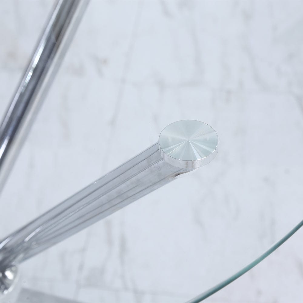 Orsa Round Dining Table Set With 4 Dining Chairs In Cream