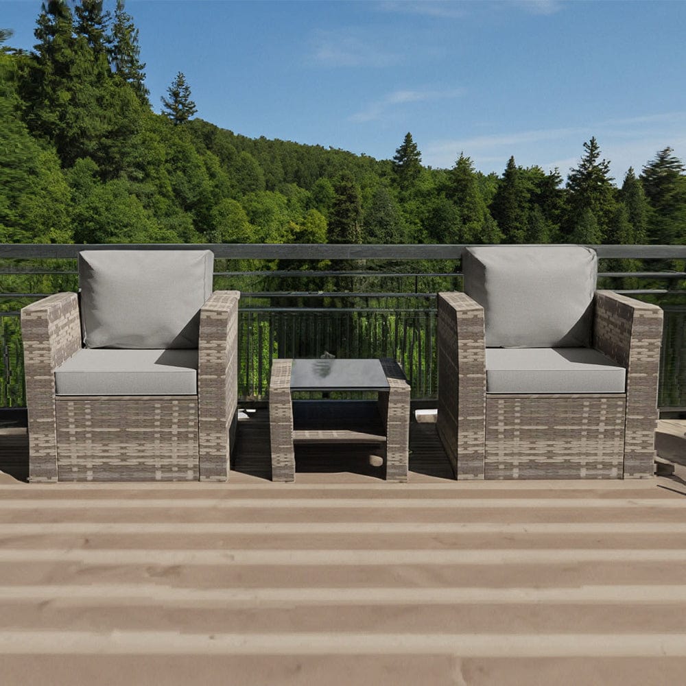 Rosen 2 Seater Rattan Bistro Furniture Set In Grey
