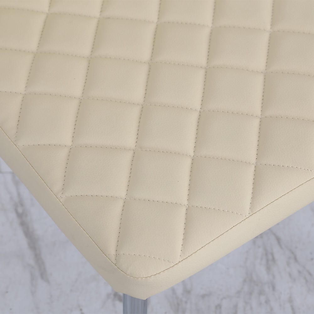 Orsa Round Dining Table Set With 4 Dining Chairs In Cream