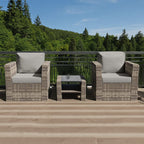 Rosen 2 Seater Rattan Bistro Furniture Set In Grey