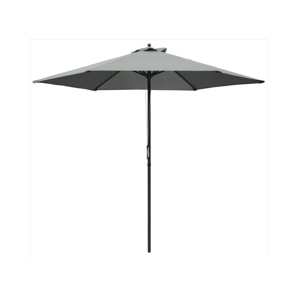 Rosen 9 Seater Rattan Garden Furniture Cube Dining Set With Parasol In Grey