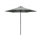 Rosen 9 Seater Rattan Garden Furniture Cube Dining Set With Parasol In Grey