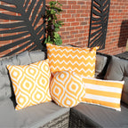 Ashcraft Waterproof Outdoor Scatter Cushion Set in Yellow Pattern
