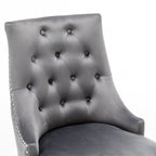 Avers Grey Velvet Button Back Dining Chairs