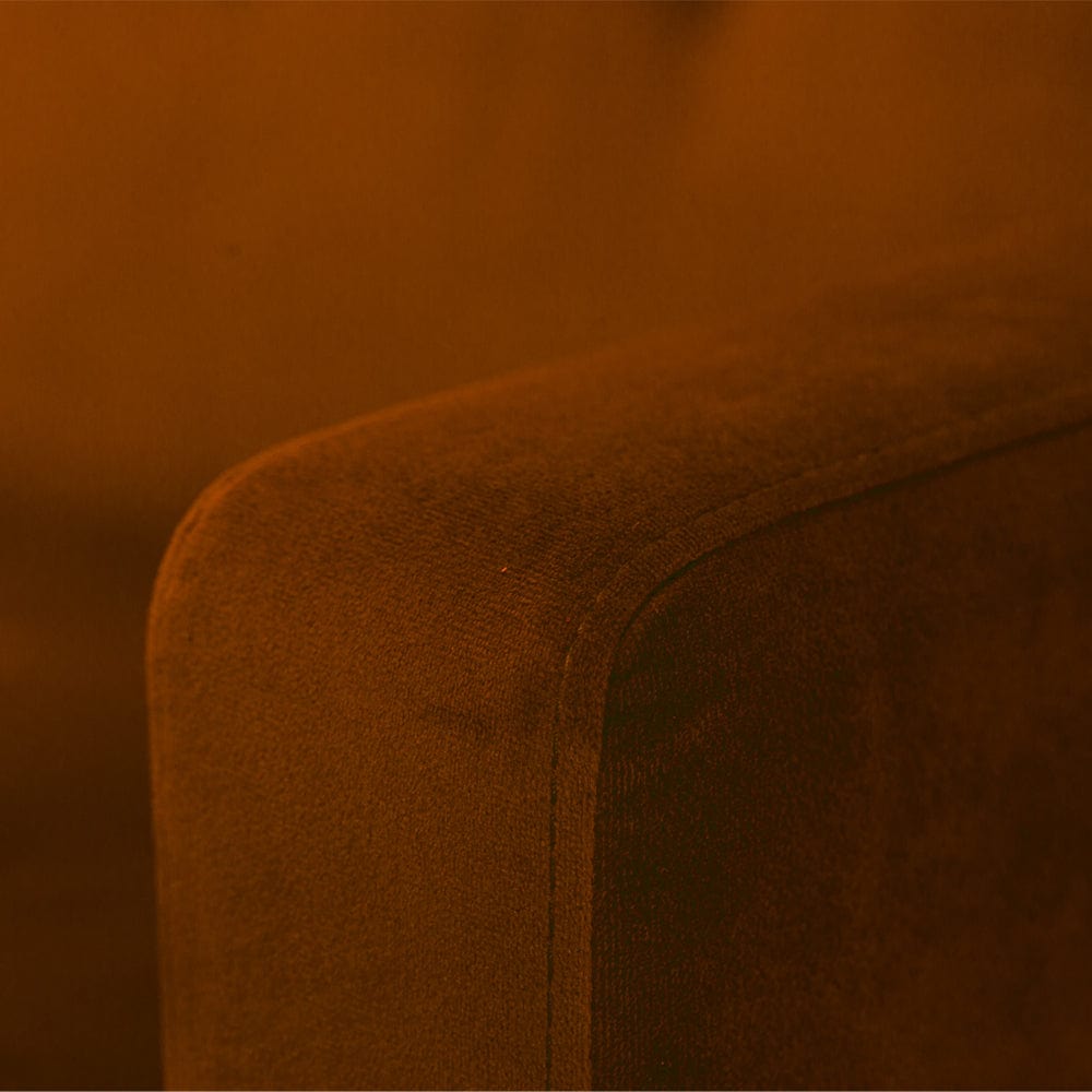 Destin Reversible Orange Velvet Corner Sofa With Storage Chaise and Ottoman Bench