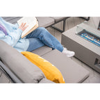 Nice Outdoor Aluminium 8 Seater Sofa Fire Pit Table Set With Stools