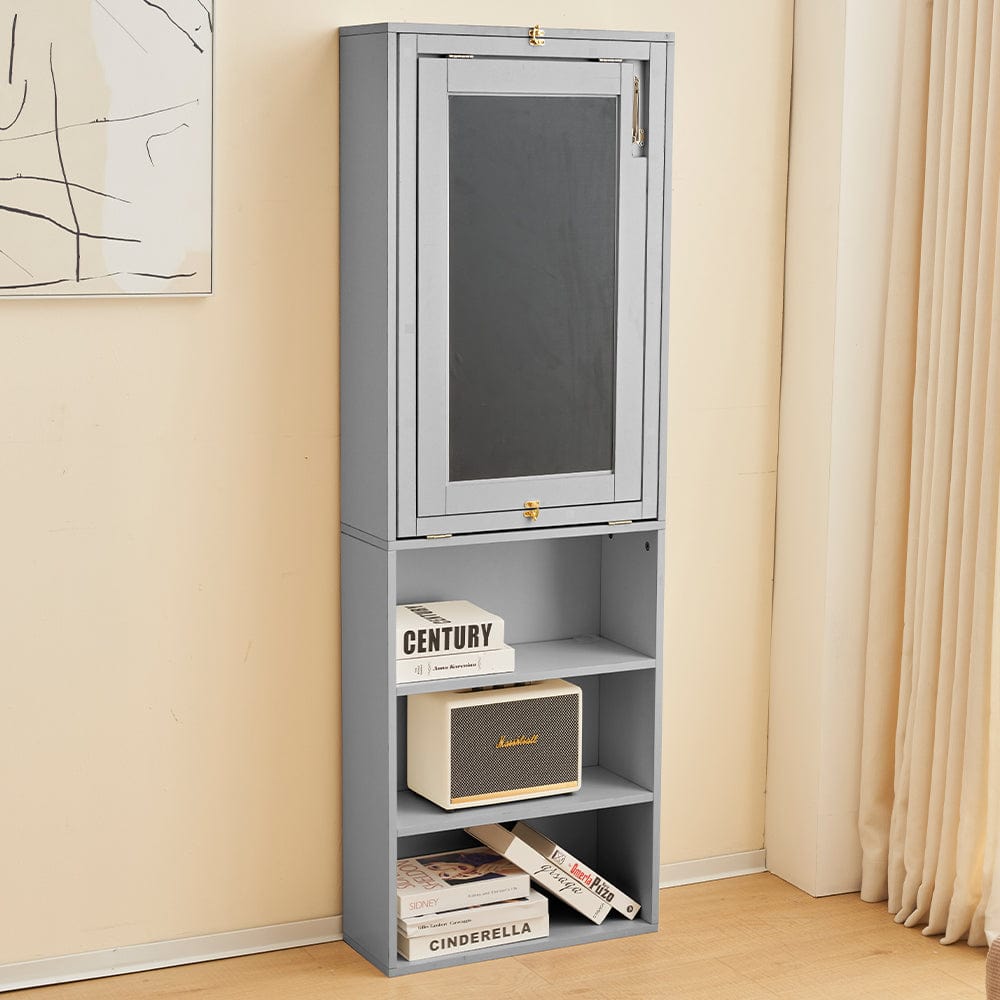 Heritage Foldable Wooden Convertible Office Desk Bookshelf With Blackboard