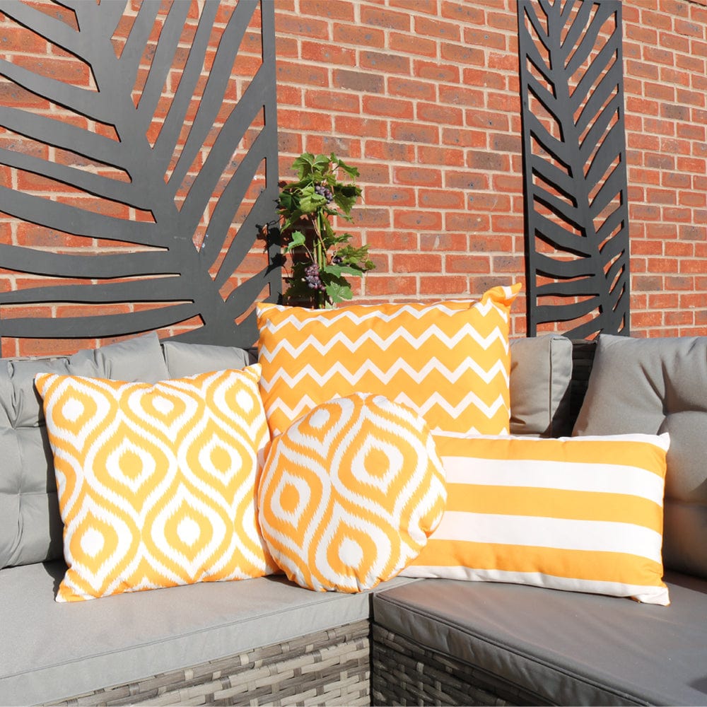 Ashcraft Waterproof Outdoor Scatter Cushion Set in Yellow Pattern