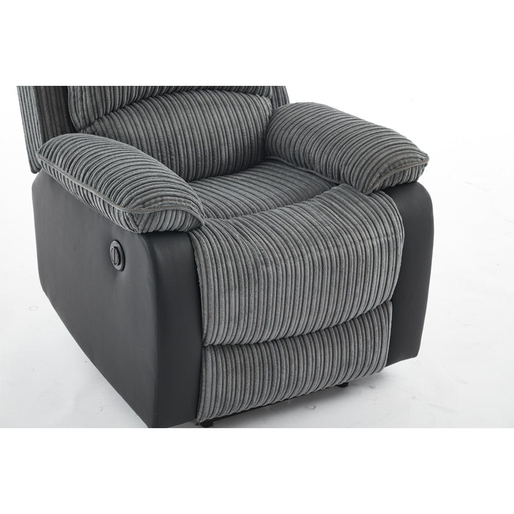 Boston Grey Plush Fabric Recliner Armchair