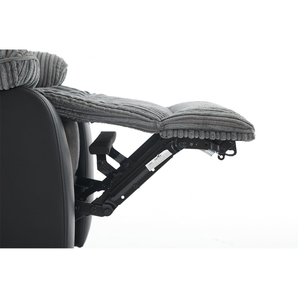 Boston Grey Plush Fabric 2 Seater Recliner