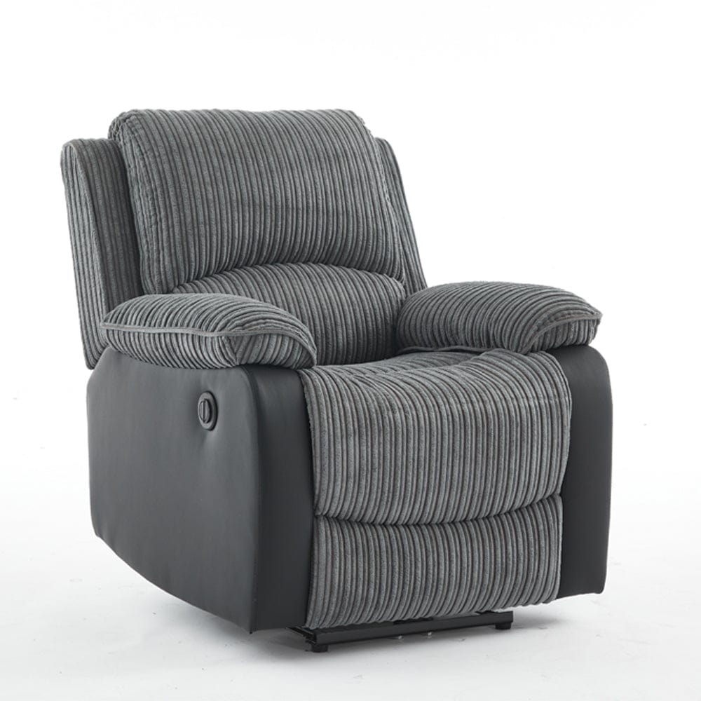 Boston Grey Plush Fabric Recliner Armchair