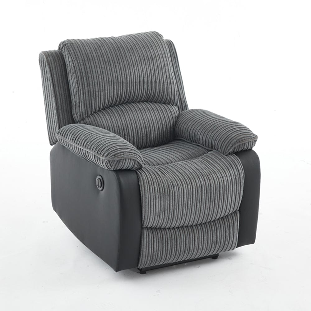Boston Grey Plush Fabric Recliner Armchair