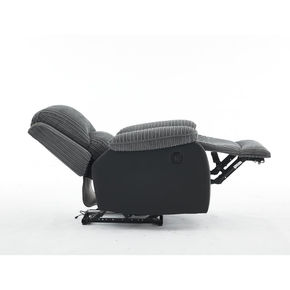 Boston Grey Plush Fabric Recliner Armchair