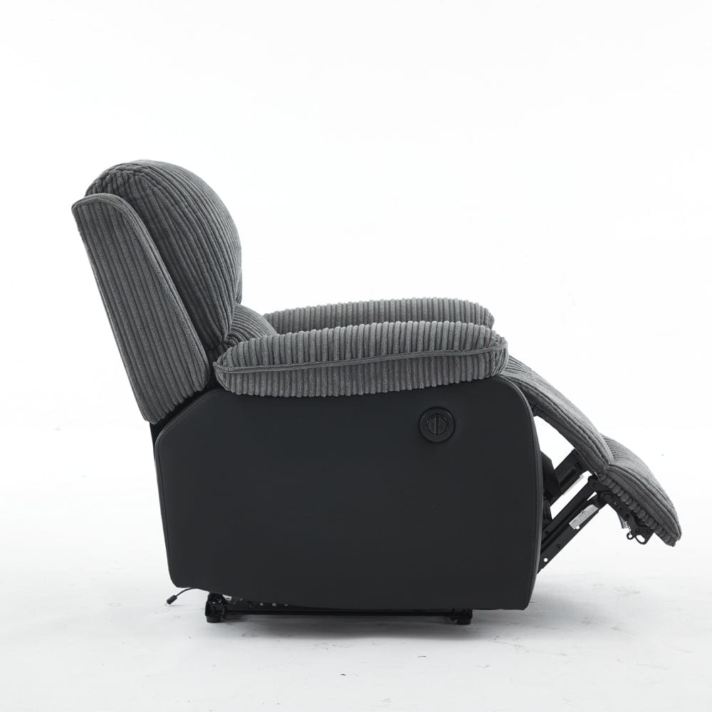 Boston Grey Plush Fabric Recliner Armchair