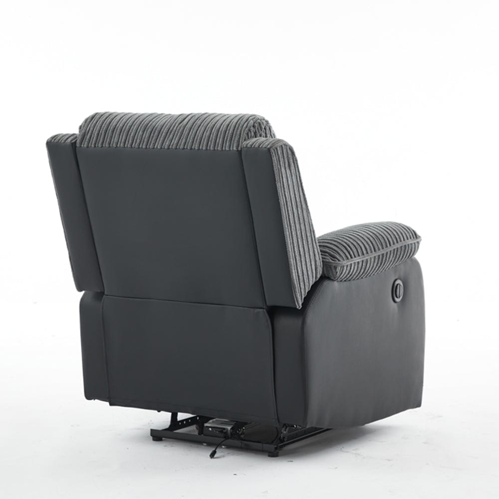 Boston Grey Plush Fabric Recliner Armchair