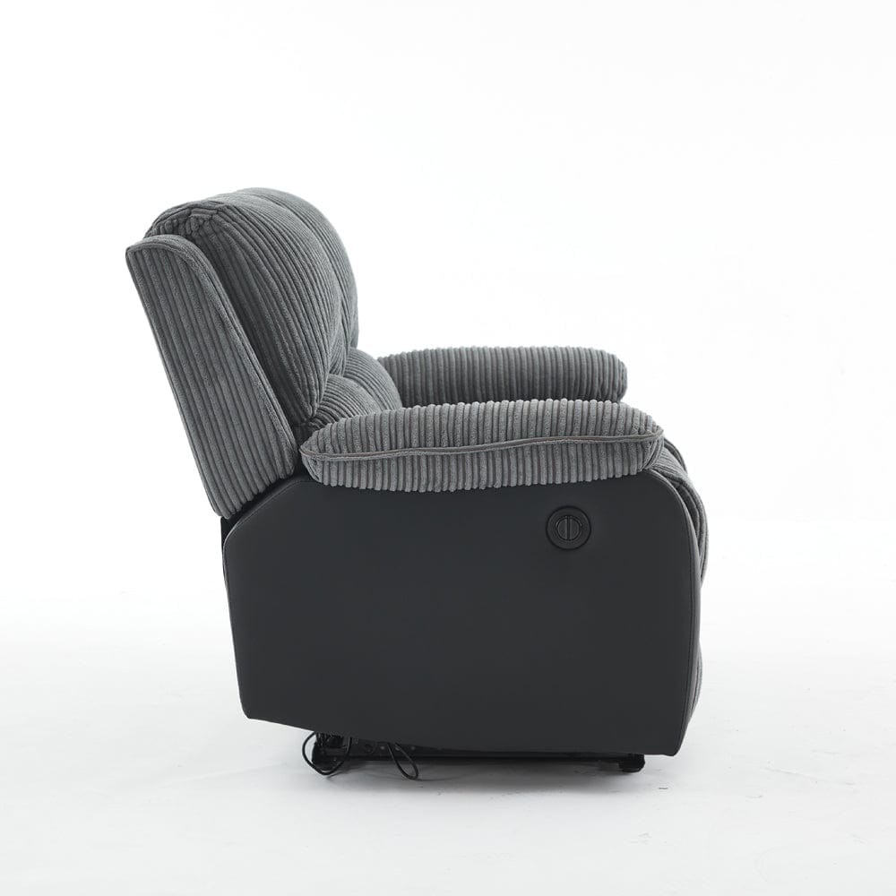 Boston Grey Plush Fabric 2 Seater Recliner