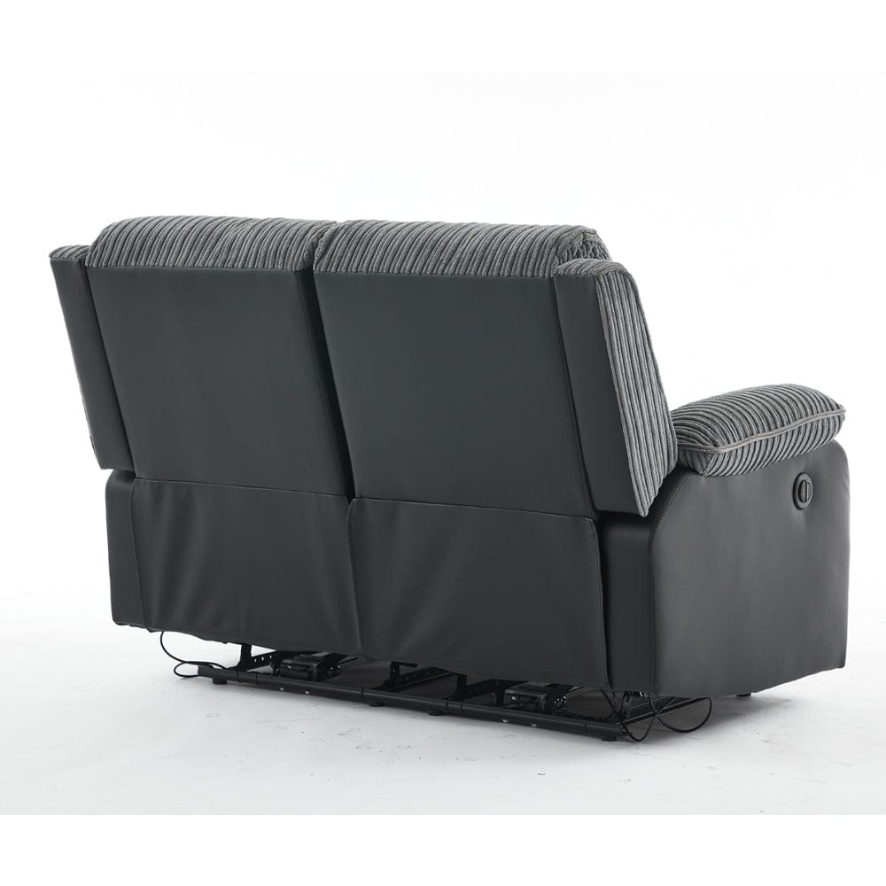 Boston Grey Plush Fabric 2 Seater Recliner