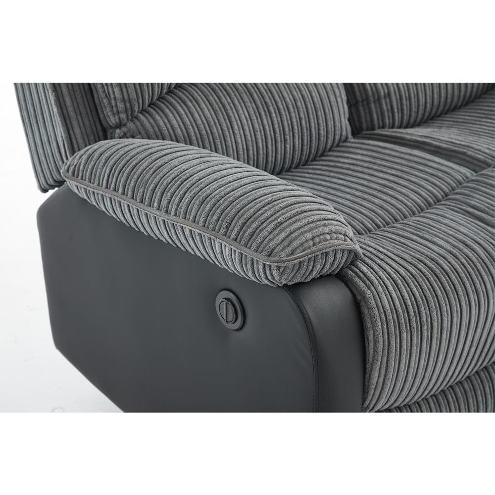 Boston Grey Plush Fabric 2 Seater Recliner