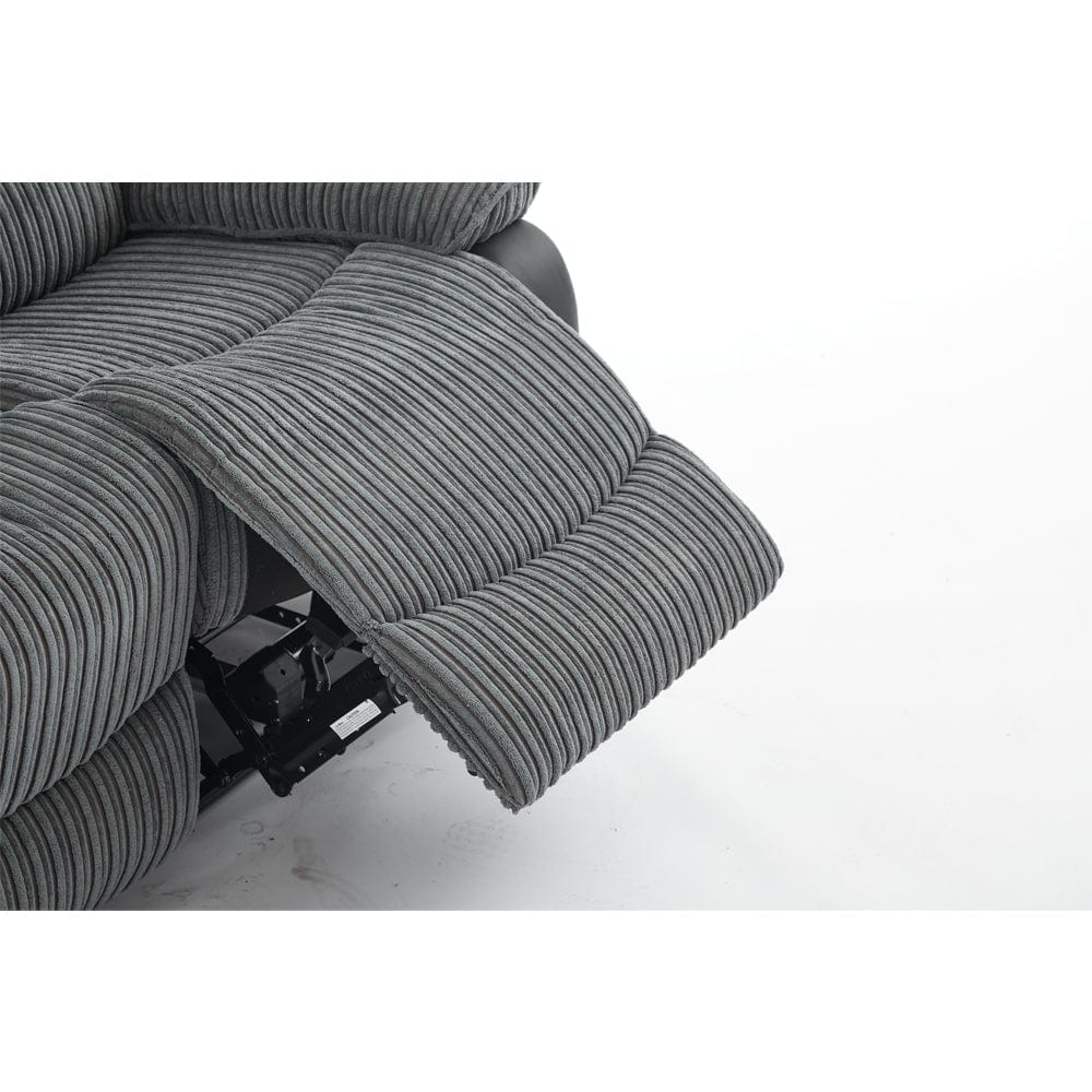 Boston Grey Plush Fabric 2 Seater Recliner