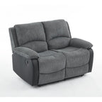 Boston Grey Plush Fabric 2 Seater Recliner
