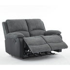 Boston Grey Plush Fabric 2 Seater Recliner