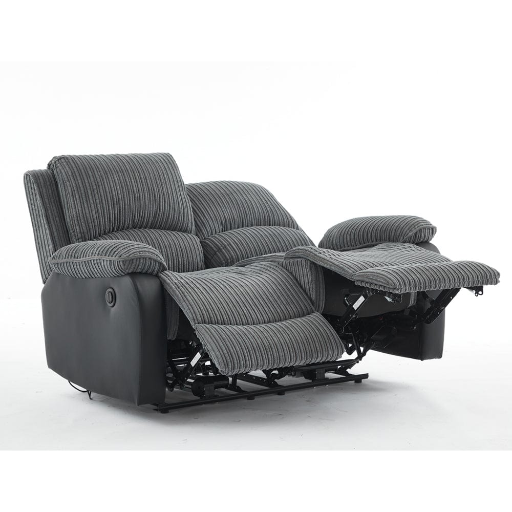Boston Grey Plush Fabric 2 Seater Recliner