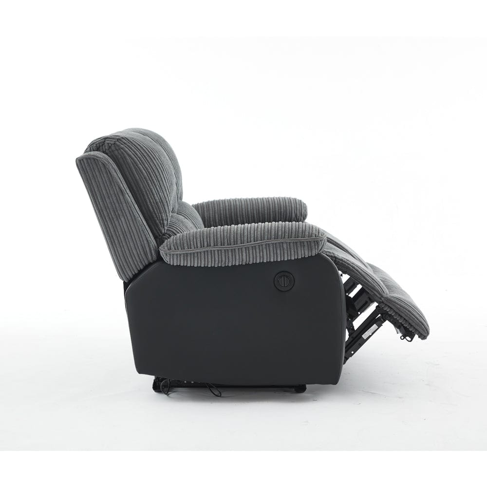 Boston Grey Plush Fabric 2 Seater Recliner
