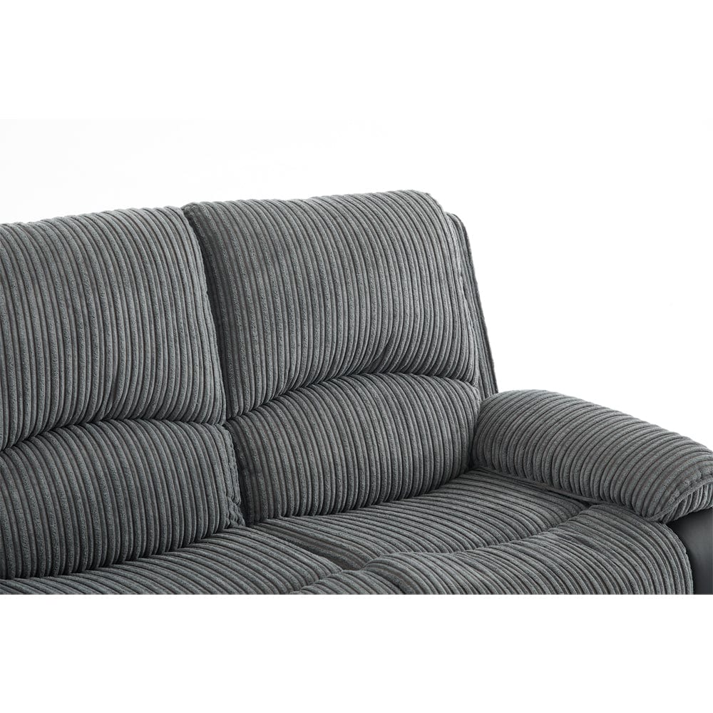 Boston Grey Plush Fabric 3 Seater Recliner