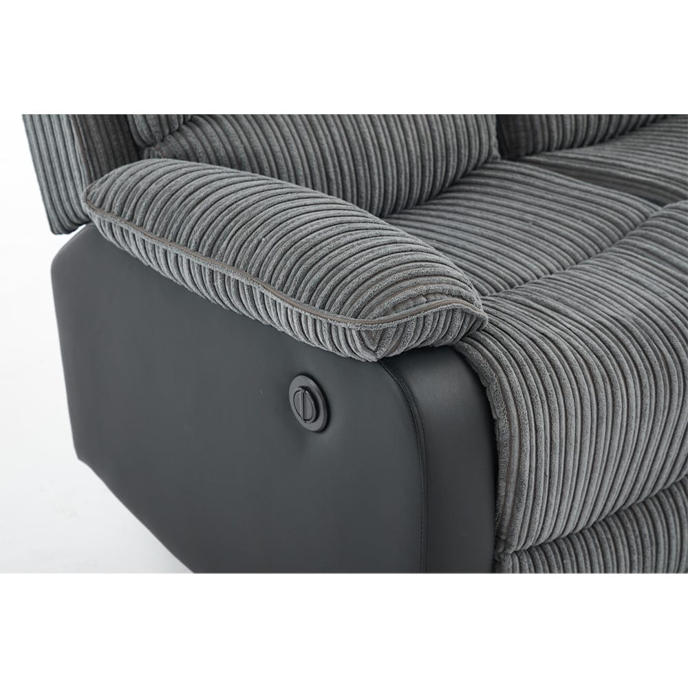Boston Grey Plush Fabric 3 Seater Recliner