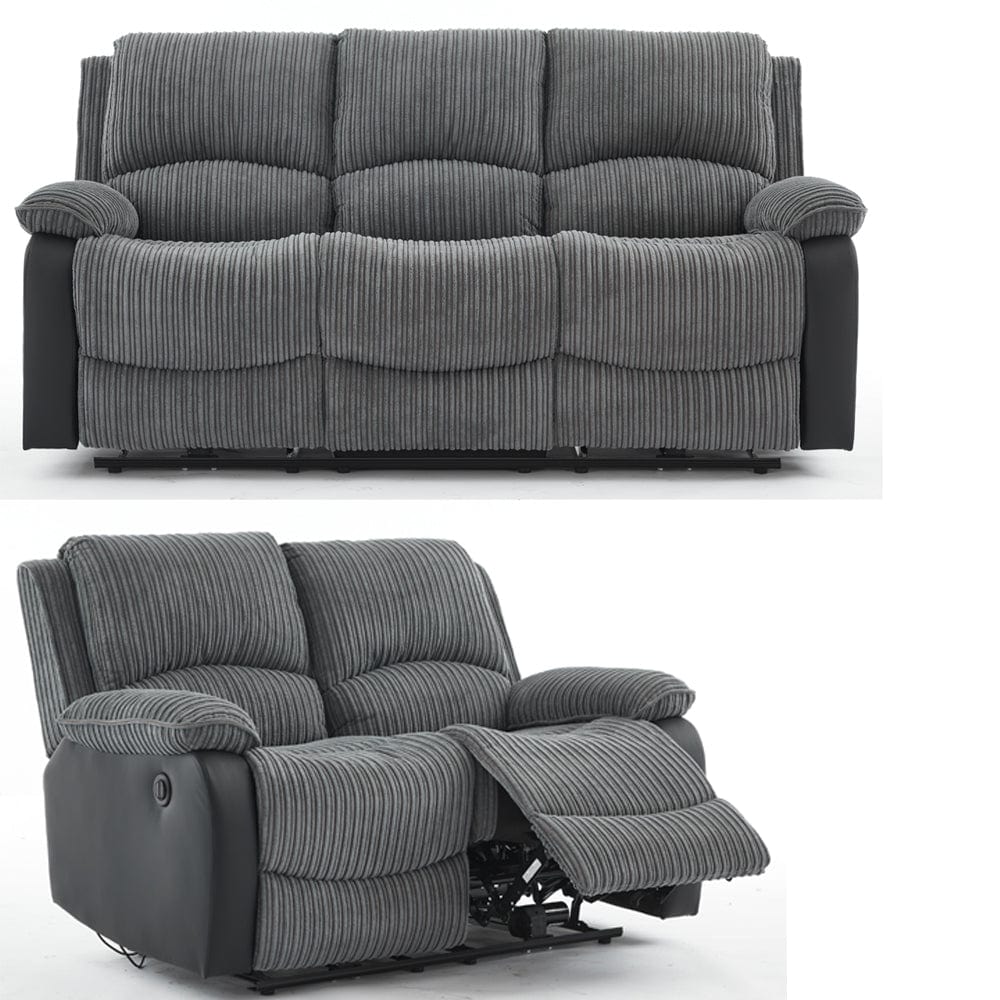Boston 3+2 Grey Plush Fabric Recliner Sofa Set