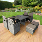 Eton Rattan Garden 8 Seater Cube Set In Grey